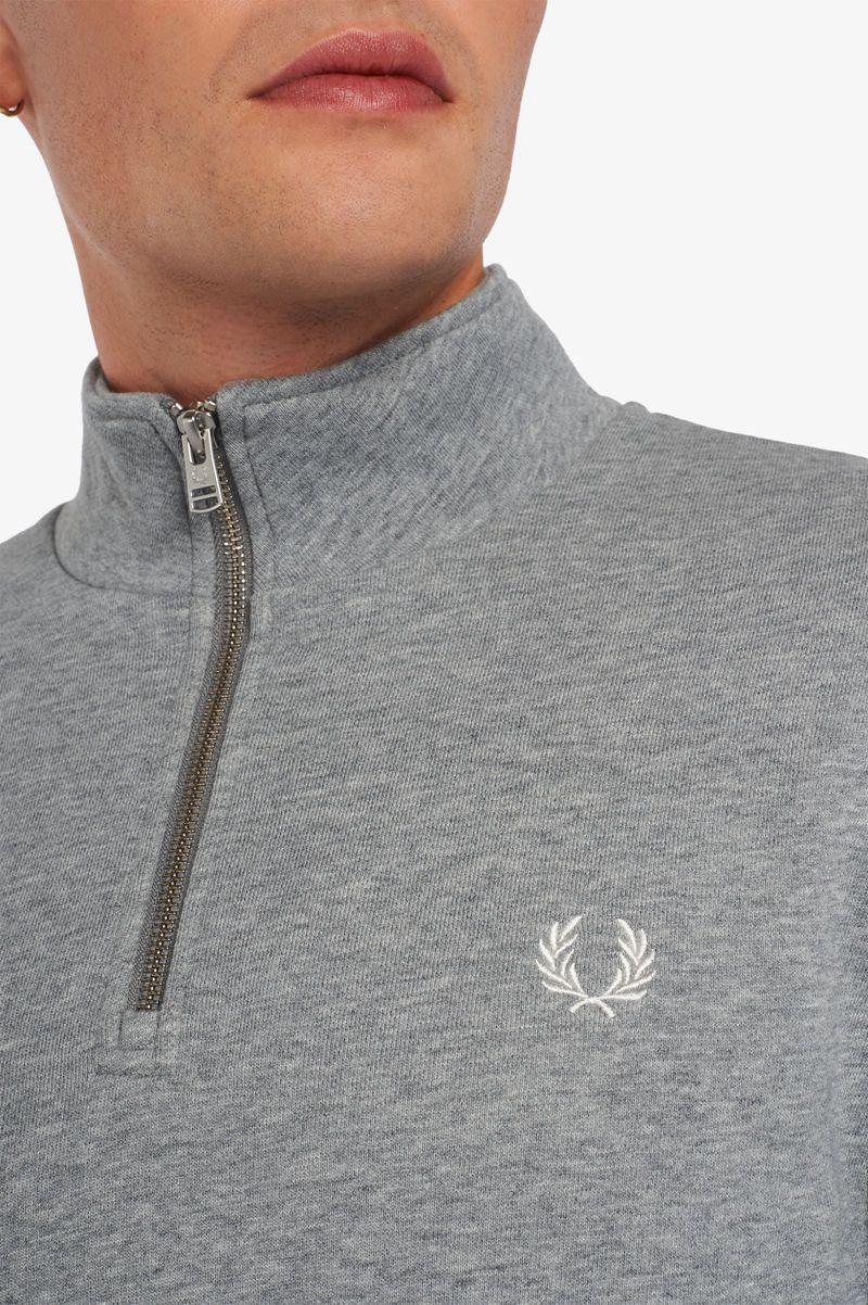 Grey Fred Perry Half Zip Men's Sweatshirts | PH 1586HAPK